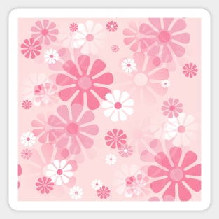 1960's Retro Mod Flowers in Blush Pink and White Sticker